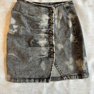 Retrofete Gray Mini Pencil Skirt with Slit